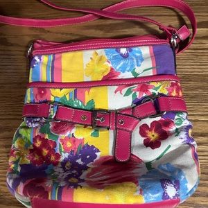 CROFT&BARROW FabricCrossbody HandbagPurse,Multicolor PopFloral Pattern